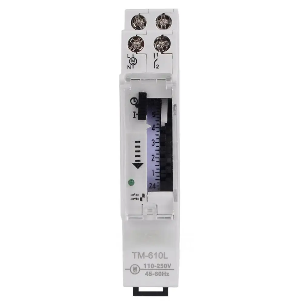 TM610L 110~250VAC Universal Input 15mins Interval 24 Hours Analog Timer Switch DIN Rail Installation with Indicator Light