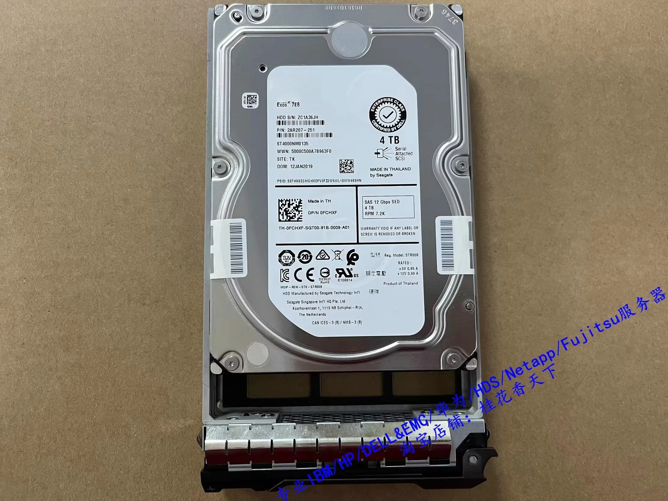 Usado para disco rígido SED criptografado Dell 0FCHXF 4T 7.2K SAS 12G 3.5 FCHXF