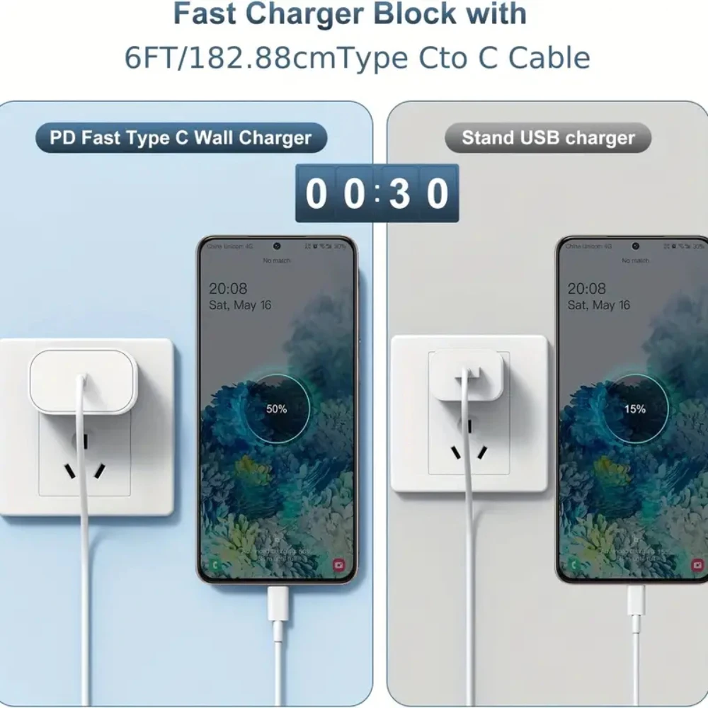 2 حزمة-20 واط مجموعة شاحن سريع PD شاحن مع 3.3ft/1 متر USB C إلى كابل الإضاءة مجموعة شحن سريع آيفون 14/13/12/11 برو ماكس