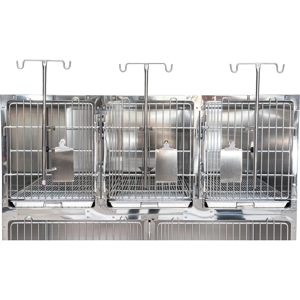 factory sell  sliding design automatically locks portable 5 rooms stainless steel large animal veterinary metal cages