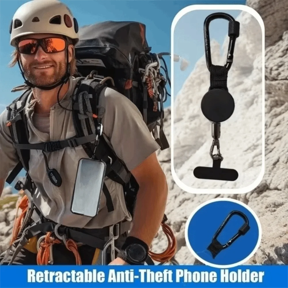 Heavy Duty Retractable Phone Lanyard Steel Cable 360 Rotation Anti-Theft Phone Holder Retractable Design Belt Clip