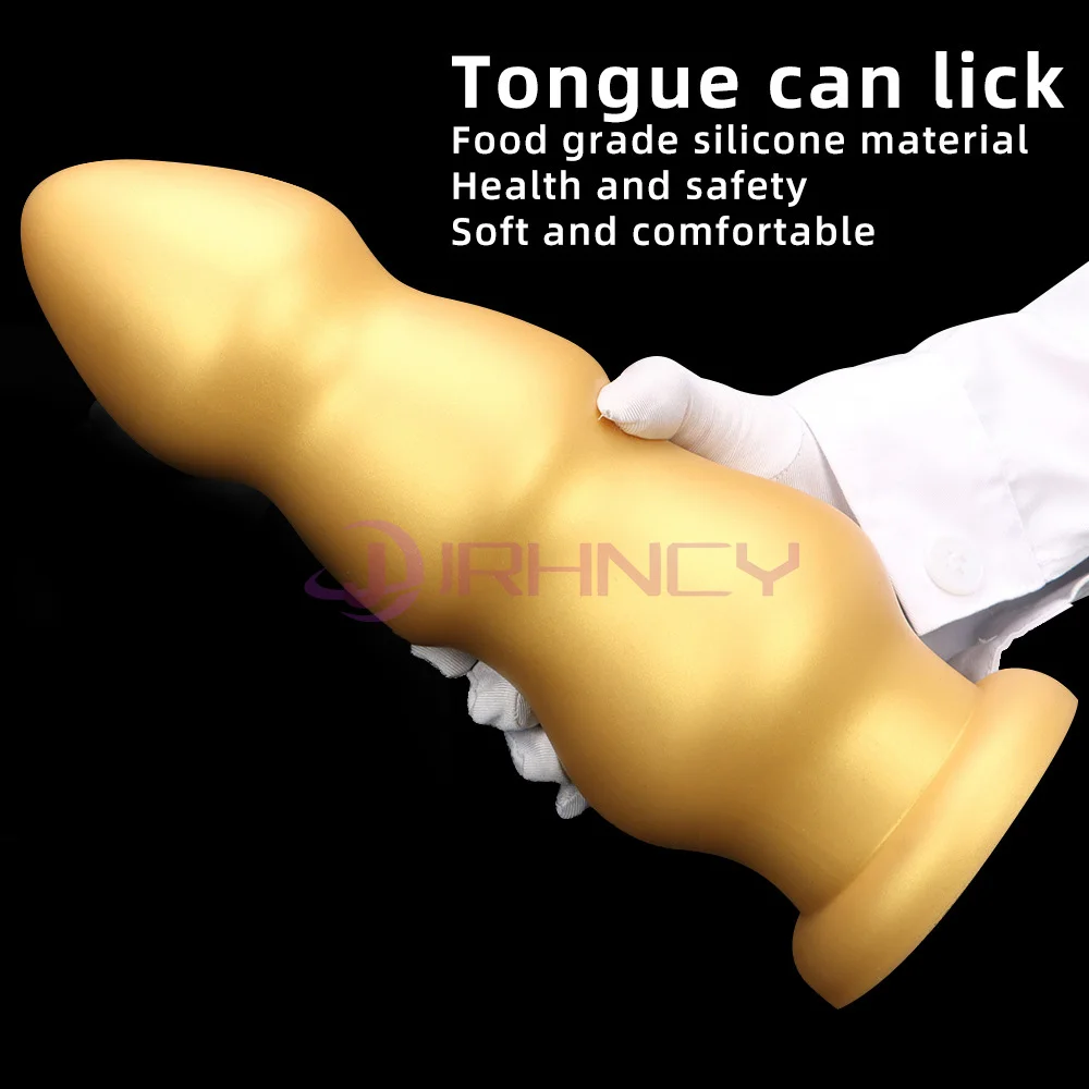 11cm Huge Anal Plug Gold Liquid Silicone Soft Buttplug with Suction Cup Huge Anal Toy Prostate Massage Men Women 18+ Adult Toys