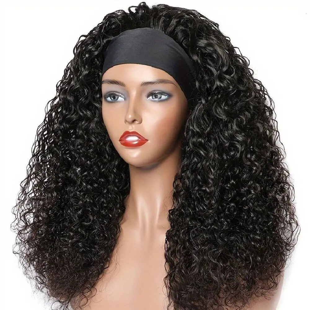 Headband Deep Wave 32 inch Ice Silk Wig Wear And Go 100% human hair 250 density Wigs No Glue Factory Price
