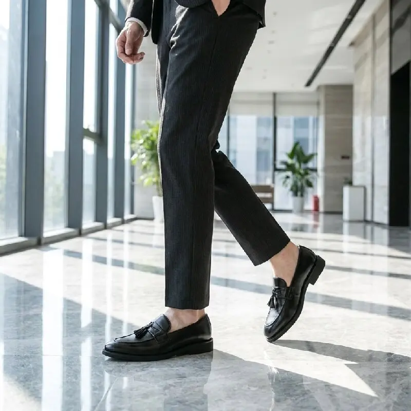 Business Men Fringed Shoes Black-brown Color Italian Casual Comfortable One-piece Stylish Office Shoes Gentleman's Shoes Men