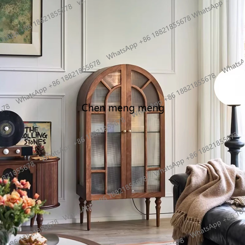 French Vintage Wine Cabinet Solid Wood Sideboard Living Room Wine Cabinet Display Chest Bar Furniture Barschrank