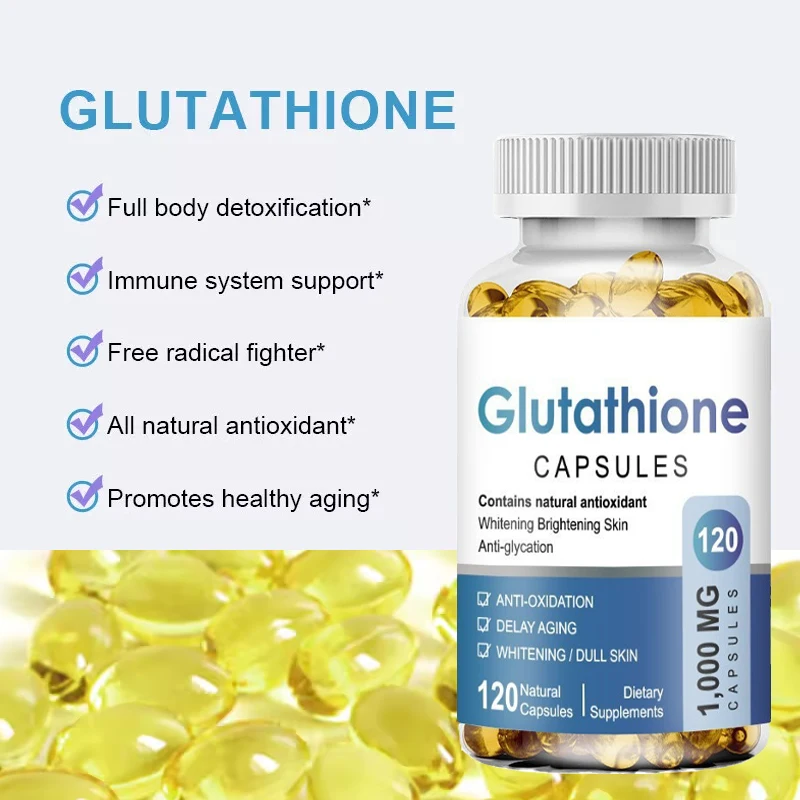 

1000 мг капсул глутатиона, коллагеновый антиоксидант, антивозрастной, повышающий иммунитет, отбеливание тусклой кожи, добавка для здоровья, 120 капсул