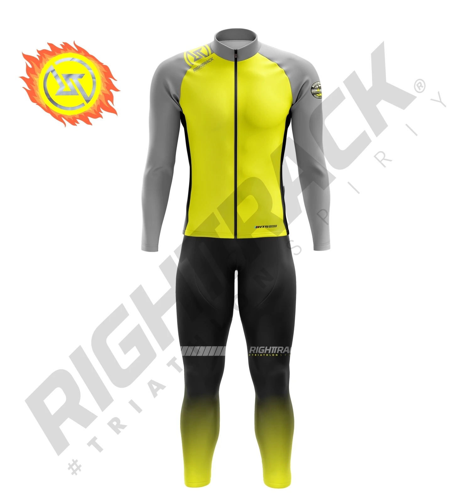 New RIGHTTRACK Winter Trisuit Thermal Fleece Long Sleeve Skinsuit Skiing Cycling Running Skating Triathlon Sports Apparel