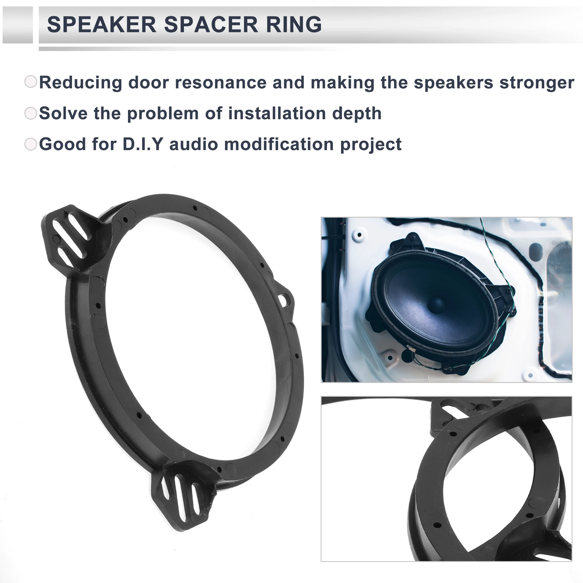 UXCELL Speaker Spacer Ring Tweeter Speaker Spacer Adapter for Fiat 500 for 6.5
