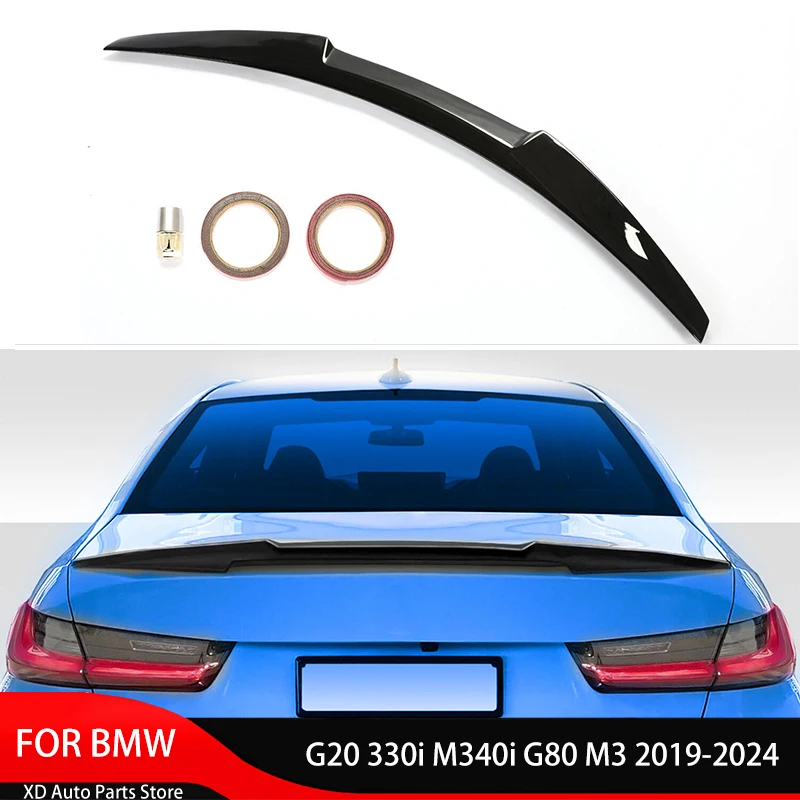 

FOR BMW G20 330i M340i G80 M3 2019-2024 GLOSS BLACK M4 STYLE TRUNK SPOILER Tail Fixed Wing Rear Diffuser Lip Auto Parts