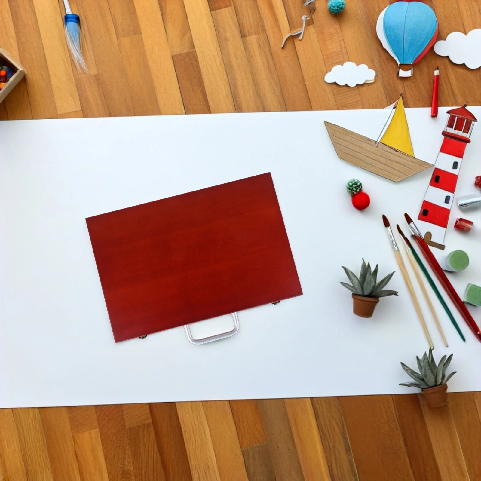 صندوق تخزين اللوحة الخشبية خفيف الوزن، منظم مستلزمات الفن على الطراز الأوروبي، حقيبة أدوات الرسم متعددة الوظائف للفنانين #5