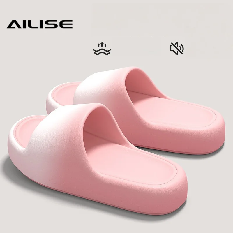 Couple Style Spring and Summer Trendy Gradient Eva Soft Thick-Soled Comfortable and Fashionable Indoor Bathroom Outdoor Casual Versatile Slide Slippers for Men and Women image 4