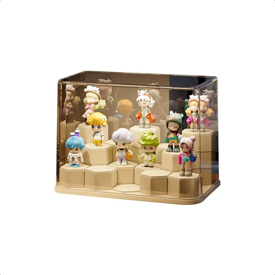 

DIY Stackable Transparent Display Case for Figures Dustproof Acrylic Display Boxes with 24 Movable Hexagonal Blocks Large Capac