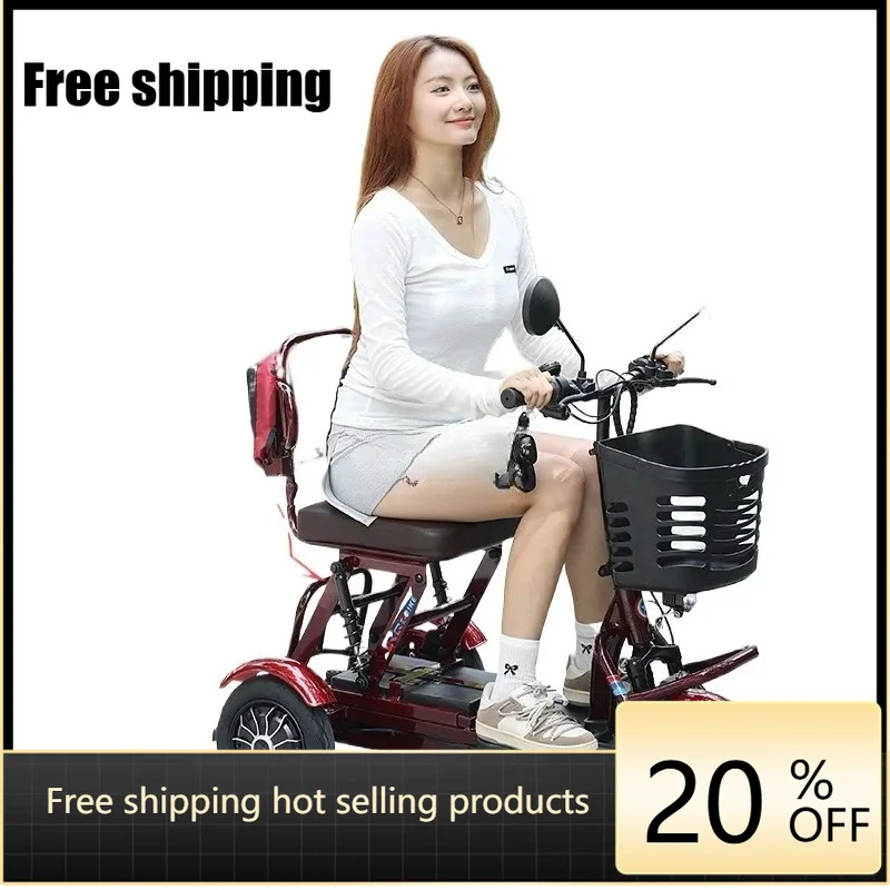 Tricycle électrique pliable compact pour personnes âgées, usage domestique, spécial loisirs, léger, à batterie.