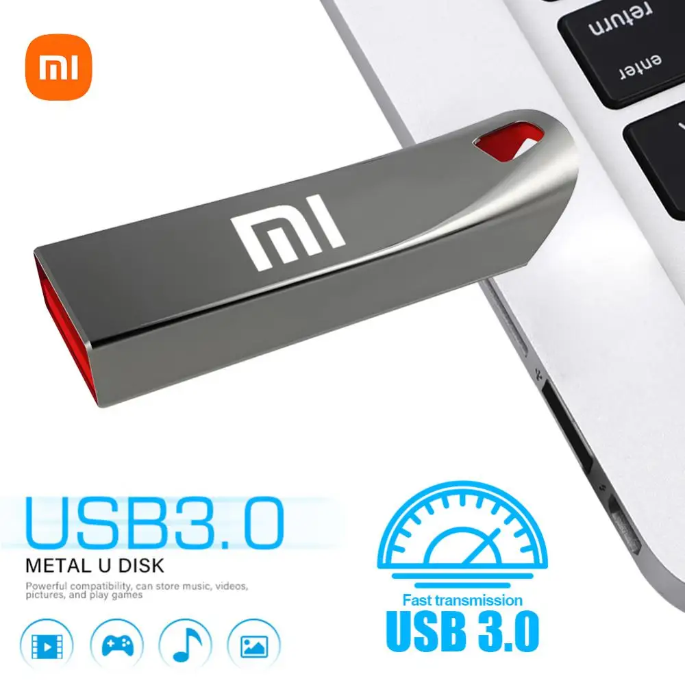 Xiaomi USB 3.0, Flash Drive kecepatan tinggi 2tb 1tb Usb 3. 0 memori Stick 512gb Metal Memoria Usb Disk untuk pc