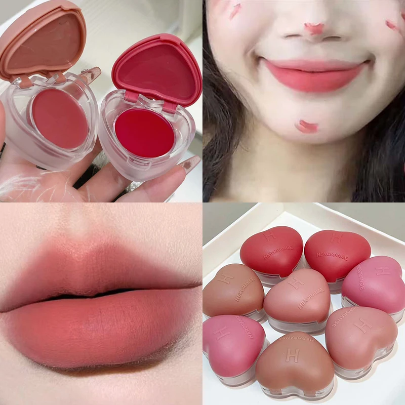 Lip&cheek Dual-purpose Lip Mud Lipstick Natural Matte Peach Blusher Cream Makeup Lasting Non-stick Cup Red Lip Tint Mousse Blush