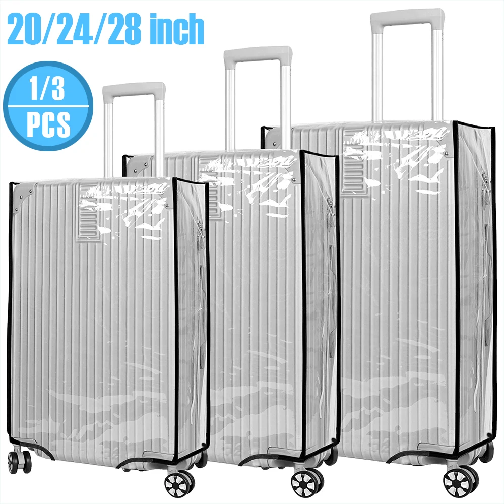 1/3 Pcs Clear Luggage Covers Waterproof PVC Luggage Protector Reusable Dustproof Full Transparent Suitcase Cover for Travelling