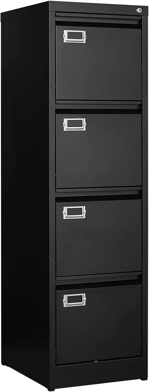 File Cabinet, Vertical Filing Cabinets with Lock, Metal File Cabinets for Home Office, Anti-Tip 4 Storage Drawers for L