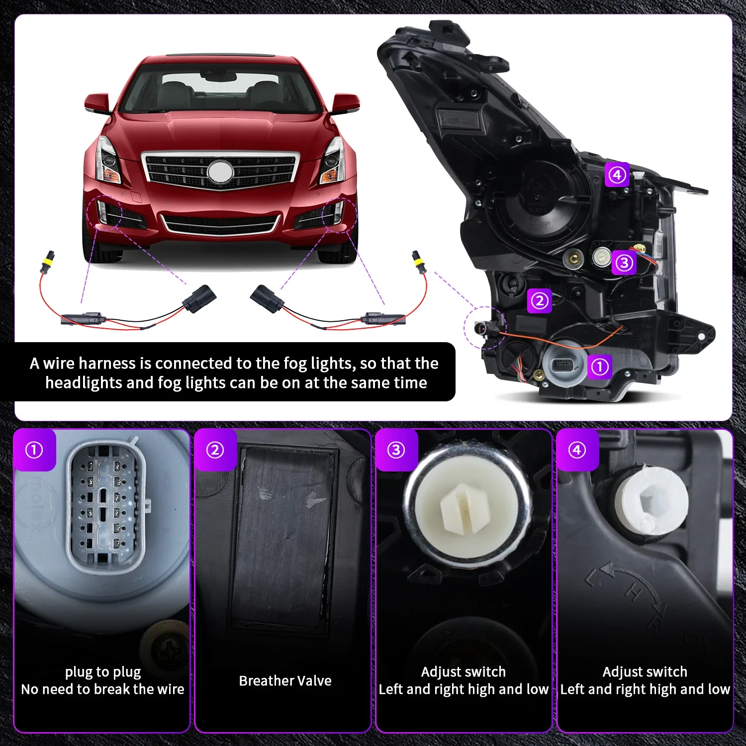 

Archaic New Design Car Front Head Lamp with Sequential Turning Signal for Cadillac ATS-L 2013-2019 Headlight