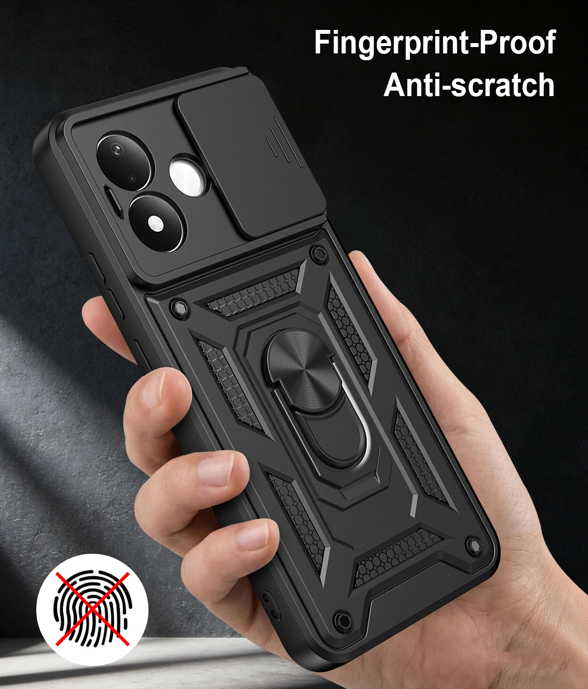 Kickstand-Hülle für Redmi Note 17 Pro Max / Note17 Pro Plus 5G, Schiebe-Kamera-Ring-Ständer, stoßfeste Handyhülle – Detail 7