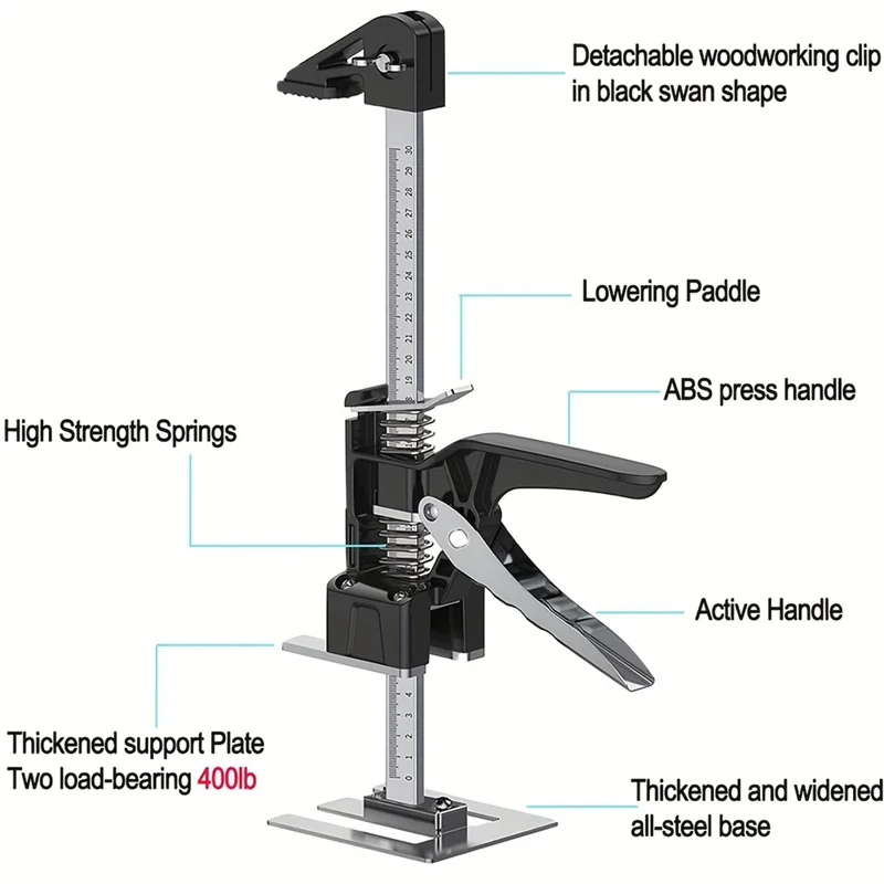 AT19-Labor Saving Arm Tool-Portable Height Adjustable 15.5 Inch Lift Jack Precision Clamping Hand Device For Drywall 2 PCS