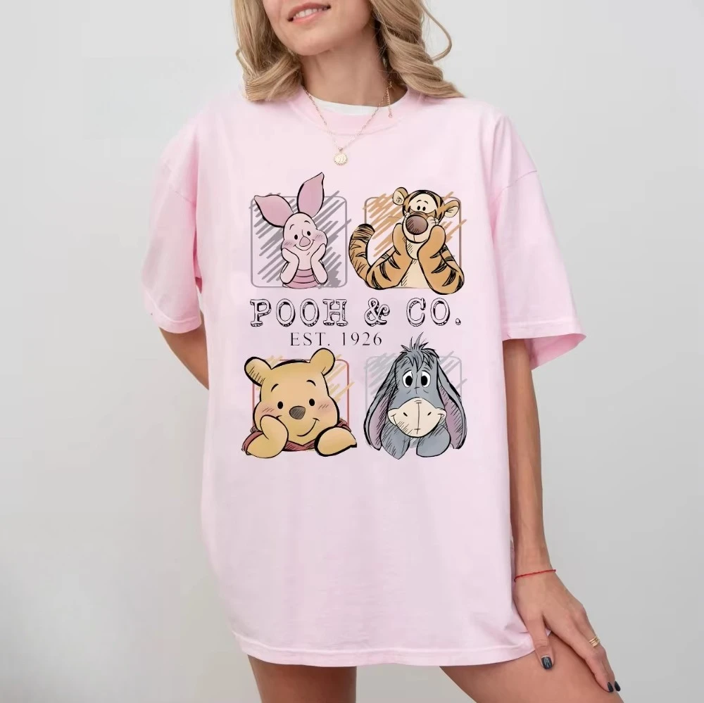 2026 new The retro Winnie the Pooh and his friends T-shirt Designed by Winnie the Pooh Company Pig Piglet Yuri
