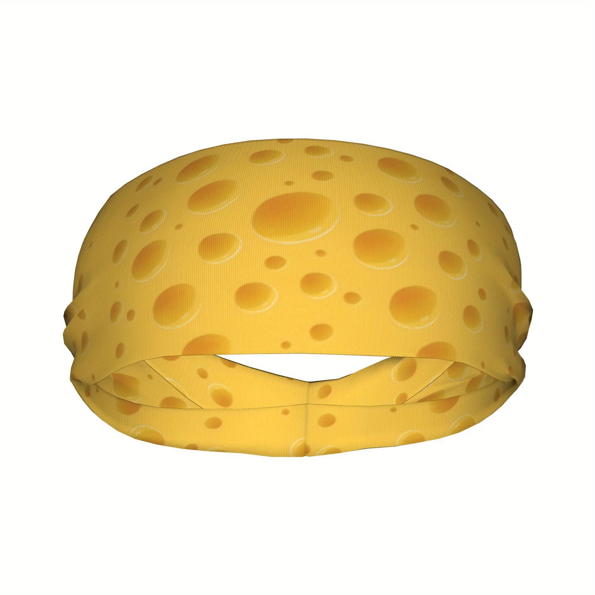 

Cute Cheese Texture Print Headband Sweat Absorbent Sports Hairband for Yoga Running Daily Wear Elastic Non-slip Food Lover