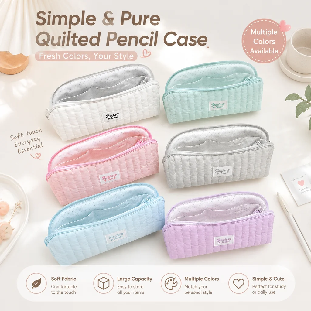 Pencil Case Shell Solid Color Soft Large Capacity Ins Style Minimalist Stationery Storage Pouch For Office College Daily Use