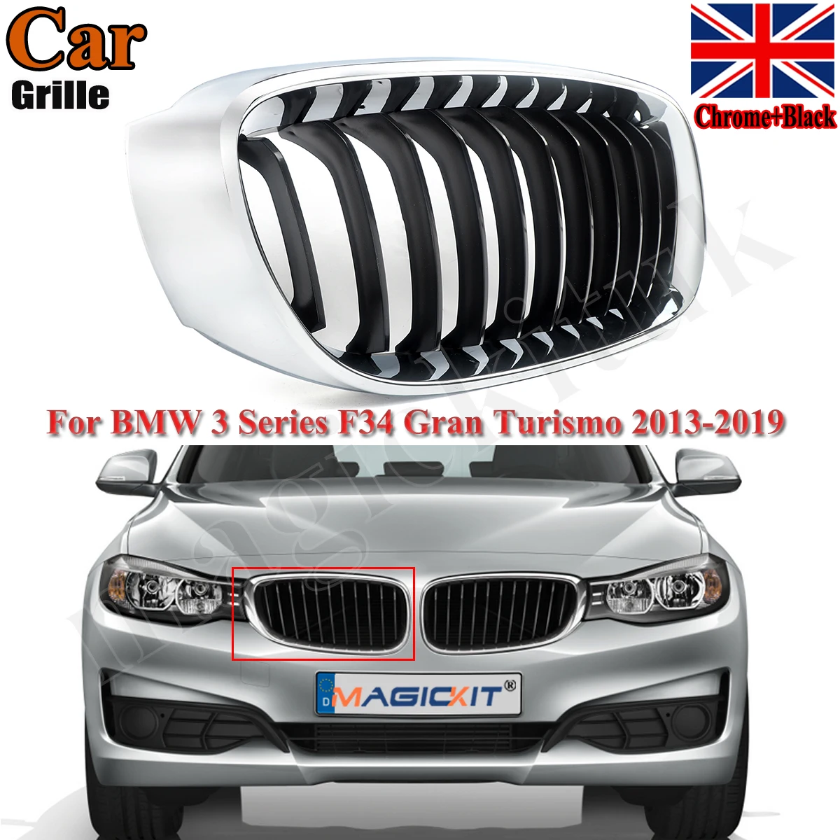 11 BARS Front Kidney Grille Grill Right Side fits BMW GT F34 13-2019 51137294804