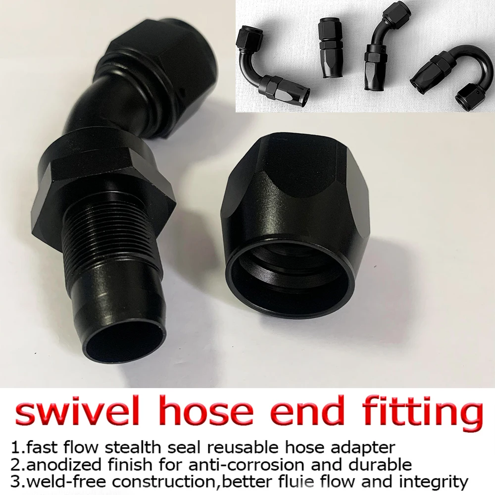 

2PCS Aluminum Hose Fitting AN4/6/8/10/12 Straight 0°/45°/90°/180° Degree Reusable Hose End Fitting Adapter For Oil Fuel Line