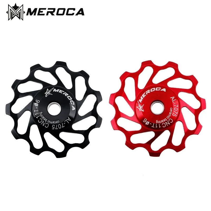 MEROCA Bicycle Derailleur 9v 10v 11v Ceramic Pulleys Rear Derailleur Mtb Pulleys Wheel Ceramic Bearing Road Mountain Bike 11/13T