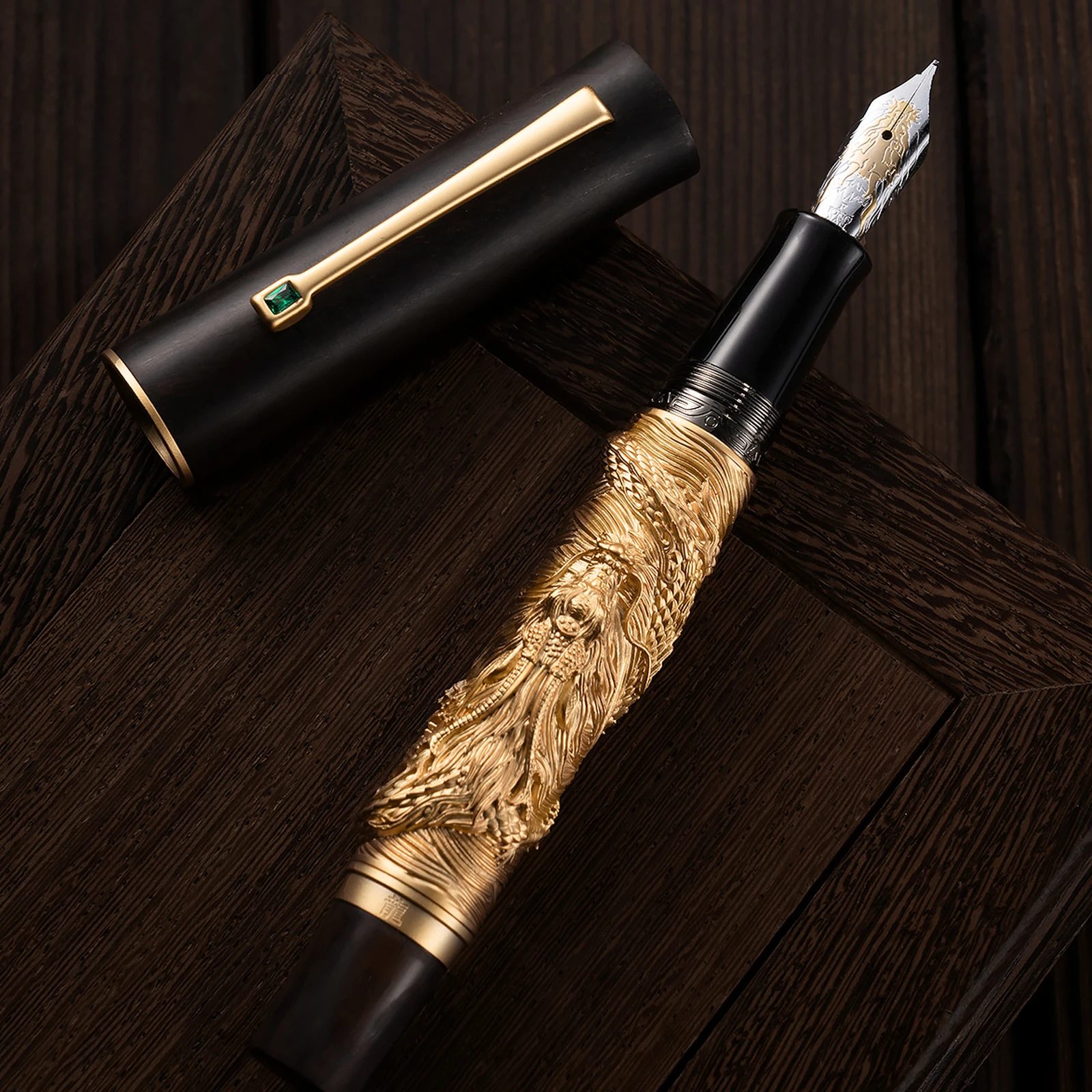 

Hongdian N24 Fountain Pen EF F Nib Golden Dragon Year Limited Carving exquisite business Gift Pen school office writing supplies