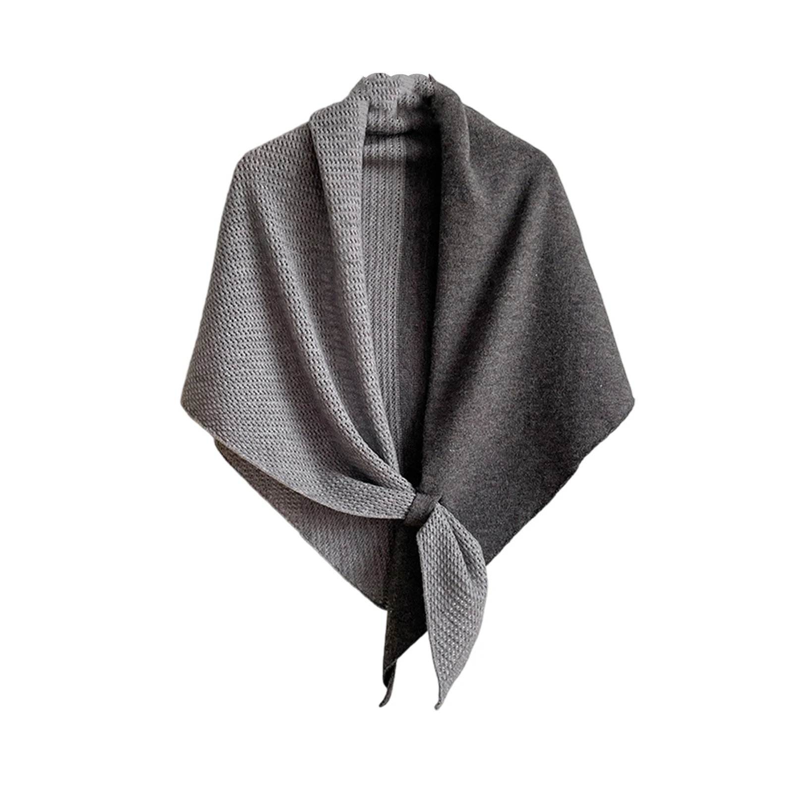 

Повседневная однотонная женская вязаная шаль, утолщенный мягкий высококачественный треугольный шарф, зимний теплый шейный шарф, шерстяная смешанная шаль, шейный шарф