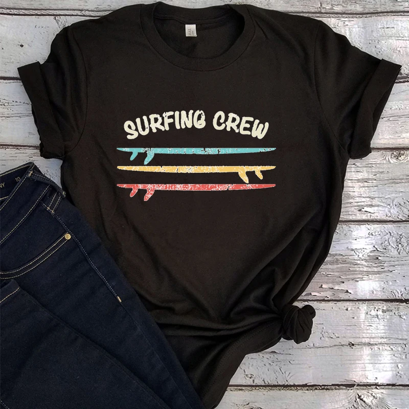 

Women Clothes Summer Vacation Vintage T-shirts for Women Surfing Tshirt Casual Tops Beach Graphic Women Clothing L