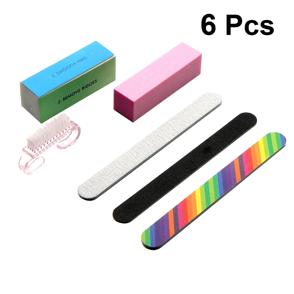 6Pcs Nail File Buffer Kit Straight Emery Boards Sanding Blocks Manicure Tools for Acrylic and Natural Nails