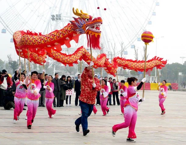 Chinese Dragon Dance Costume 10m Silk  8 Players size 5 Game New Year Children Interactive Outdoor Creative Sports Toys