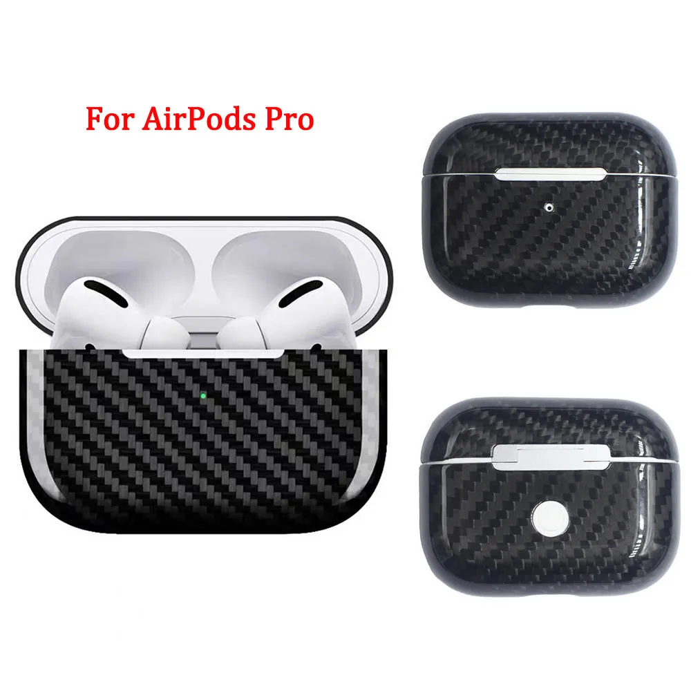 Carbon Fiber Earphone Case Capa para Apple AirPods Pro e 3, Real Carbon Fiber, LED Fone de ouvido sem fio, Hard Case
