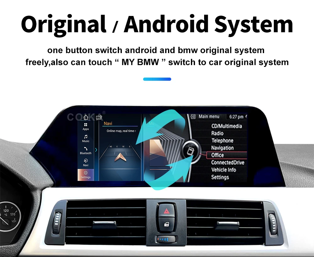 Upgraded version12.3inch Blade Screen Android Car GPS Navigation Player Carplay Wifi Radio for   5 Series CIC NBT EVO System