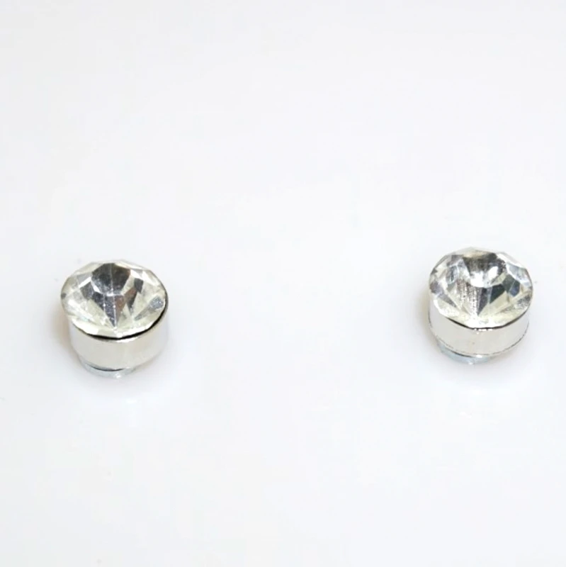 Fashion 12 Pair/lot 4/5/6/7mm Round Crystal Rhinestone Magnet Stud Earring Puck Womens Mens Magnetic Fake Ear Plug Jewelry