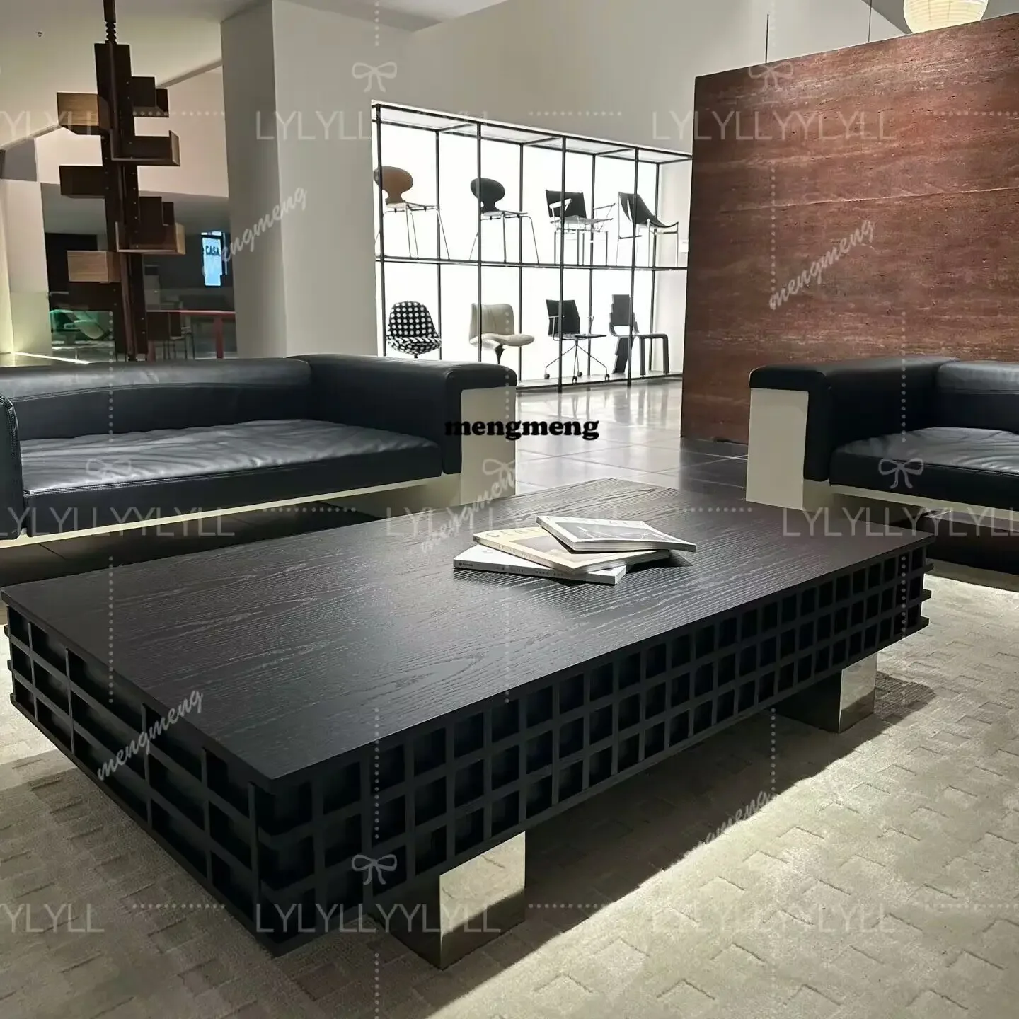 

Hot sales Italian minimalist designer creative coffee table solid wood rectangle black wabi sabi style premium coffee table