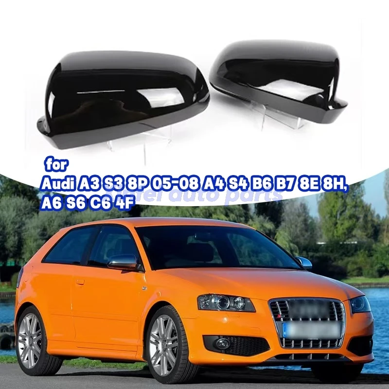 

Black Side Mirror Caps for Audi A3 S3 8P 05-08 A4 S4 B6 B7 8E 8H, A6 S6 C6 4F Replacement Style Carbon Fiber Mirror Cover Covers