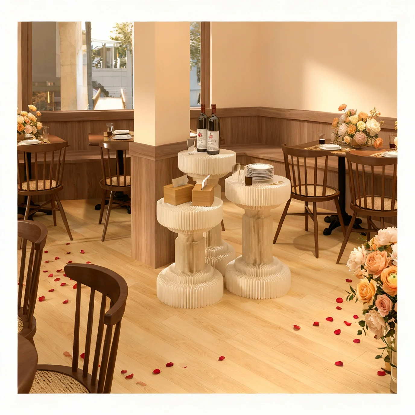 

Cylinder Rack Island Exhibition Stand Decor Floor Display Window Paper Relief Shopping Mall Art Display Stand Foldable Display