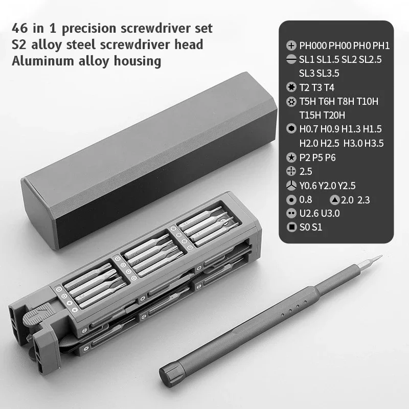 Precision 46 In 1 Torx Hexagonal Magnetic Screwdriver Drill Bit For Mobile Phones, Watches, Laptops, Mini Repair Kit