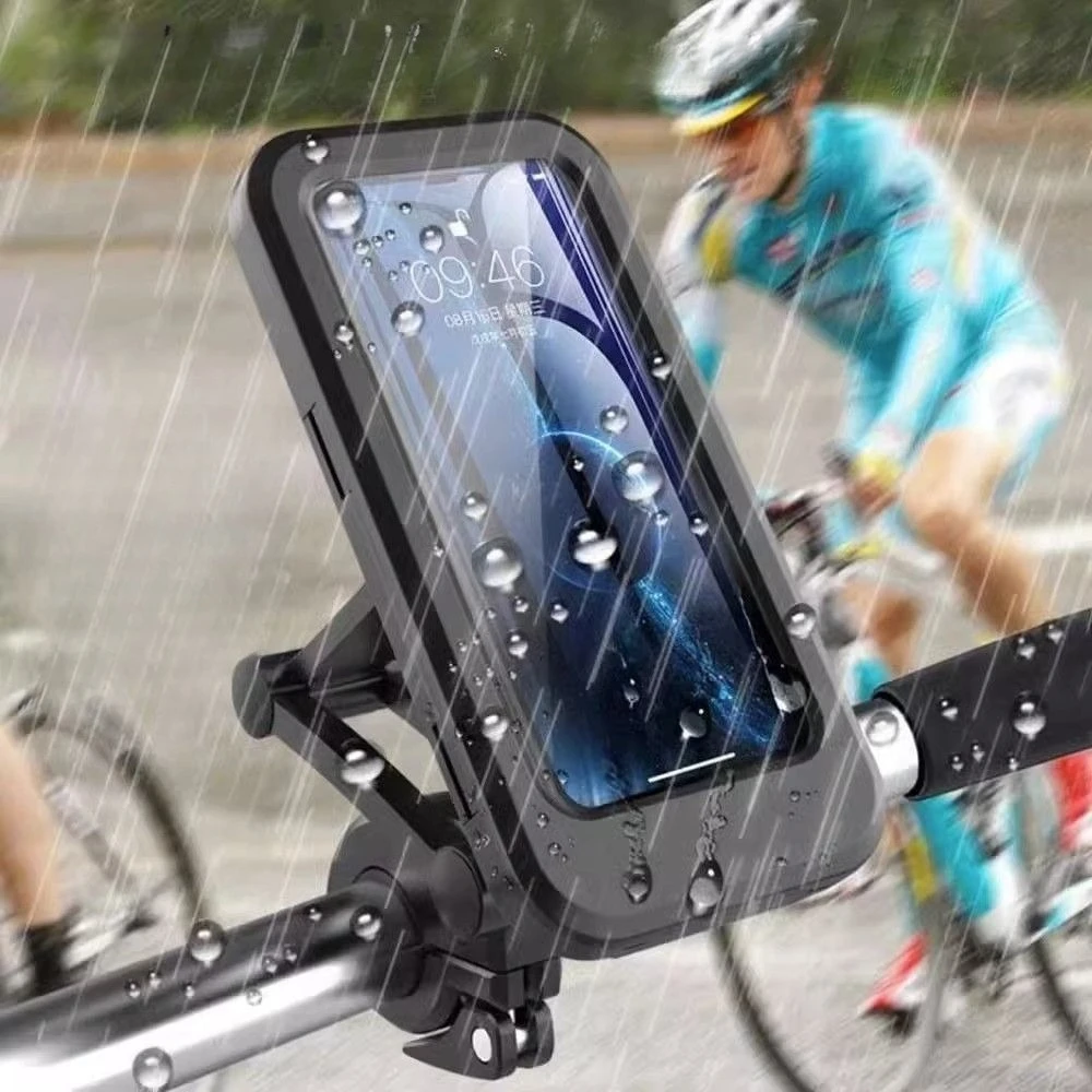 

E-Bike Phone Holder - Universal Waterproof & Anti-Vibration, Fits Motorcycle/Handlebar (4-7" Phones, Black/Red)