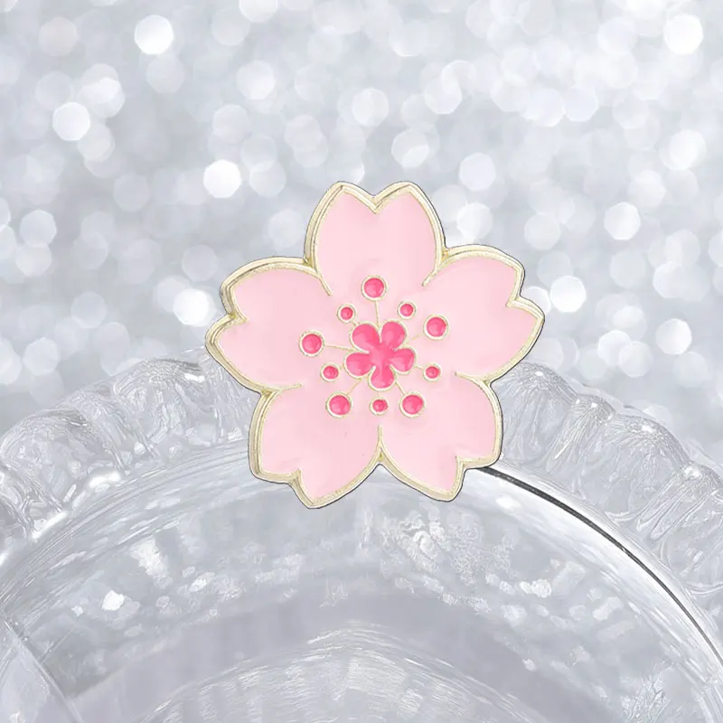 Rosa Sakura-Emaille-Anstecknadeln, einfache Kirschblüten-Brosche, Reversabzeichen, Cartoon-Blumen-Schmuck, Accessoires, Geschenke für Freunde – Detail 6