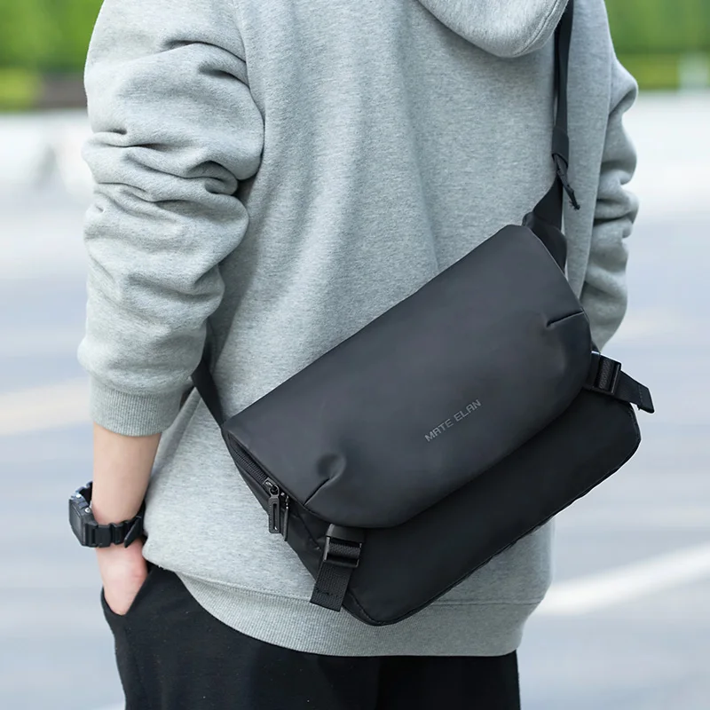 MOYYI Urban Business Flip Laptop Messenger Bag for Men Waterproof Traveling Sling Crossbody Bag Thin Shoulder School Book Bag