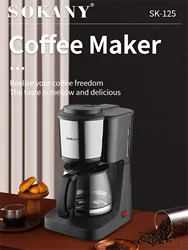 SOKANY SK125 Drip Coffee Maker Anti-Drip  Coffee Pot Machine Borosilicate Glass Carafe Electric Coffee Maker Ideal for Home