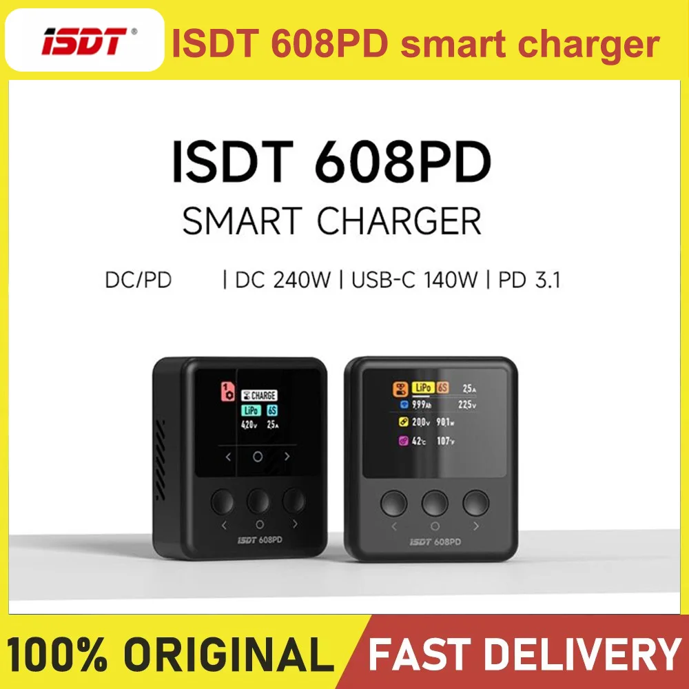 ISDT 608PD Remote Control Charger Discharger DC 240W 10A USB-C PD 140W Input  Battery Charger For FPV  Drone RC Airplane