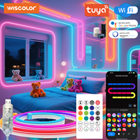 WISCOLOR Tuya Wifi Flexible LED Neon Strip Lights RGBIC Waterproof Music sync with voice control For DIY Home Decor Lighting