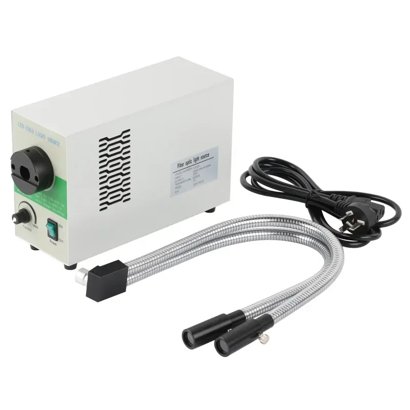 Lampada a fibra ottica LED 20W 30W 6500K Doppio microscopio a collo di cigno Faretto Sorgente di luce fredda medica Illuminatore