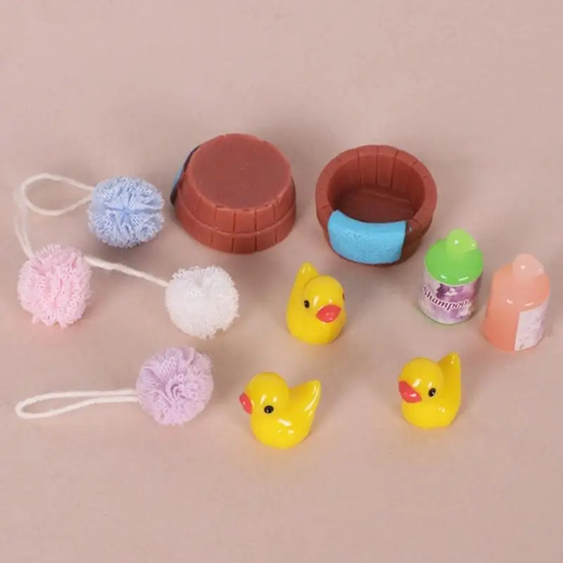 1/12 Schaal Poppenhuis Badkamer Accessoires Set Miniatuur Tandenborstel Tandpasta Reinigingsbal met Realistisch Detail A2UB